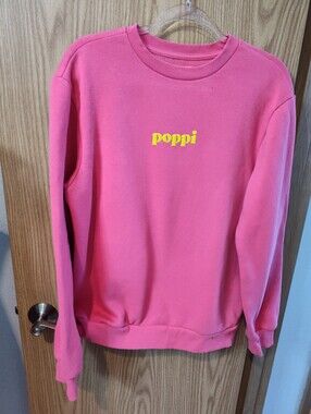 Poppi Pink Crewneck Sweatshirt with Yellow Logo